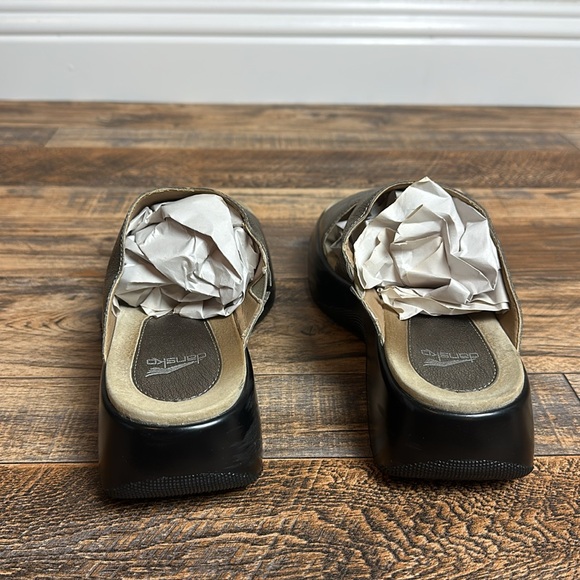 DANSKO Lana Nappa Leather Bronze Pewter Metallic Slide Sandals - Picture 6 of 9